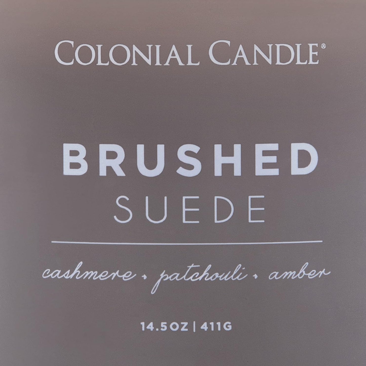 Colonial Candle Brushed Suede Scented Jar Candle, Pop of Color Collection, 3 Wick, Grey, 14.5 oz - Up to 60 Hours Burn