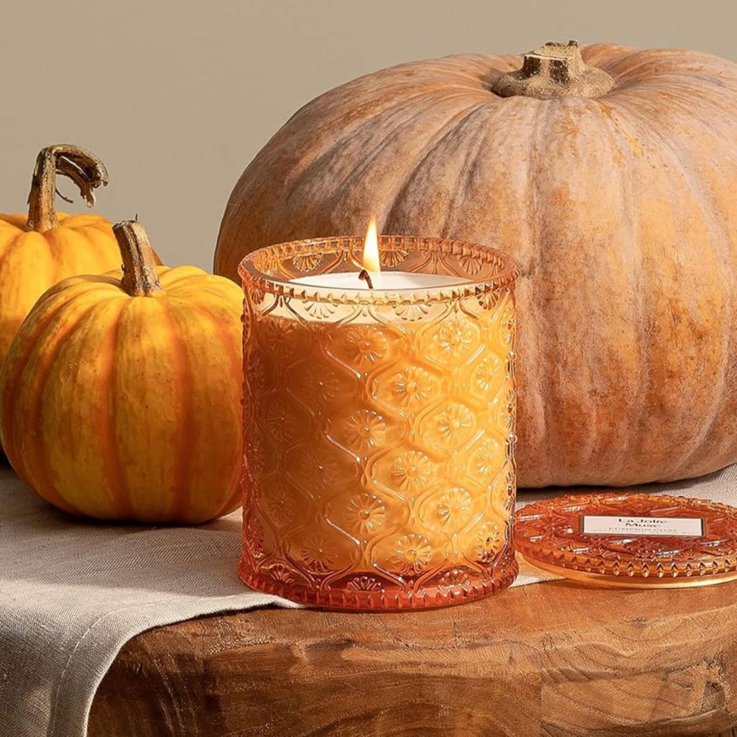 LA Jolie Muse Fall Candles, Pumpkin Chai Scented Candle, Natural Soy Candle, Autumn Candle Gift, Luxury Candles Gifts for Women & Men, House Warming Gift