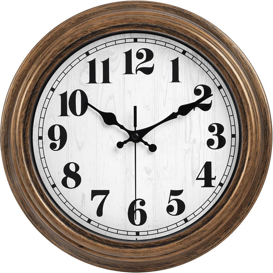 45MinST 12 Inches Retro Wall Clock, Silent Non Ticking Battery Operated Movement, Decor for Home/Wall Decor, Easy to Read, Decorate for Bedroom Living Room Office(Bronze)