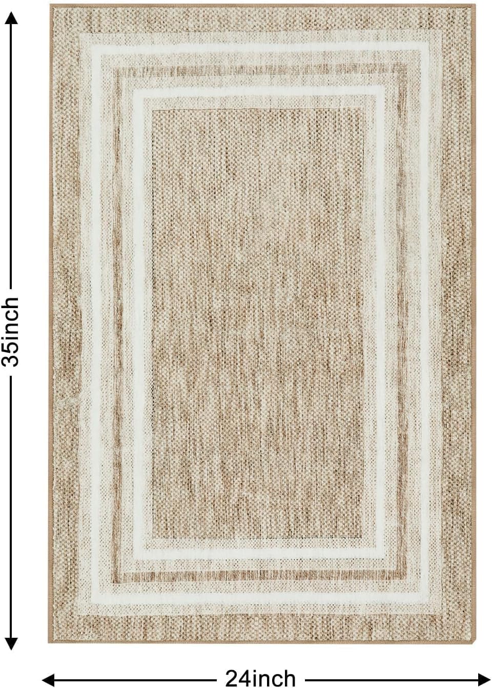 OJIA Modern Bordered Kitchen Rugs Non Slip Washable, Printed 2'x3' Entryway Rug Thin Soft Small Area Rug Indoor Door Mat Non-Shedding Throw Carpet Bathroom Runner for Bedside Bedroom