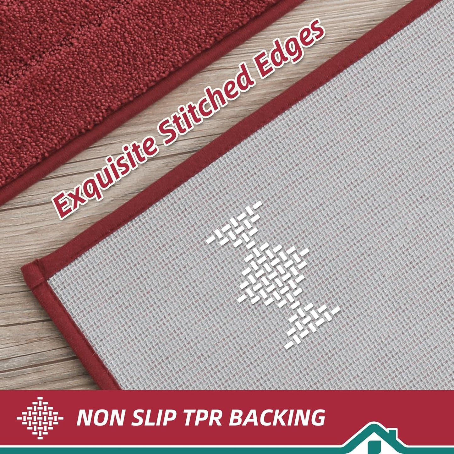 BEQHAUSE Kitchen Runner Rug 20”x59” Washable Non Slip Kitchen Mats for Floor Absorbent Soft Kitchen Rugs for Floor,Sink,Hallway,Laundry,Burgundy Red