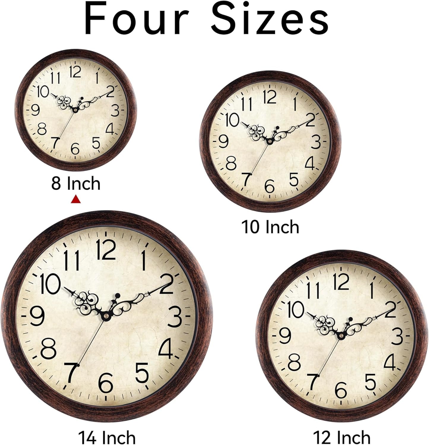 Wall Clock, Vintage Wall Clocks Battery Operated Quartz Silent Non-Ticking 8 Inch Retro Rustic Style Clock Decorative for Kitchen,Bathroom Home Office (Bronze)