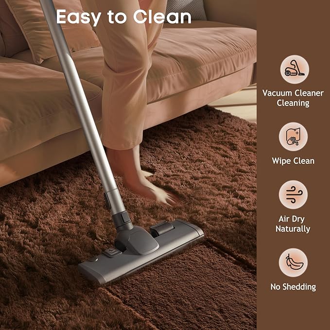 Ophanie Brown Rugs for Living Room Bedroom, 5x8 Fluffy Fuzzy Furry Carpet, Plush Soft Shaggy Bedside Indoor Floor Area Rug for Kids Girls Boys Baby Teen Dorm Nursery Home Decor Aesthetic