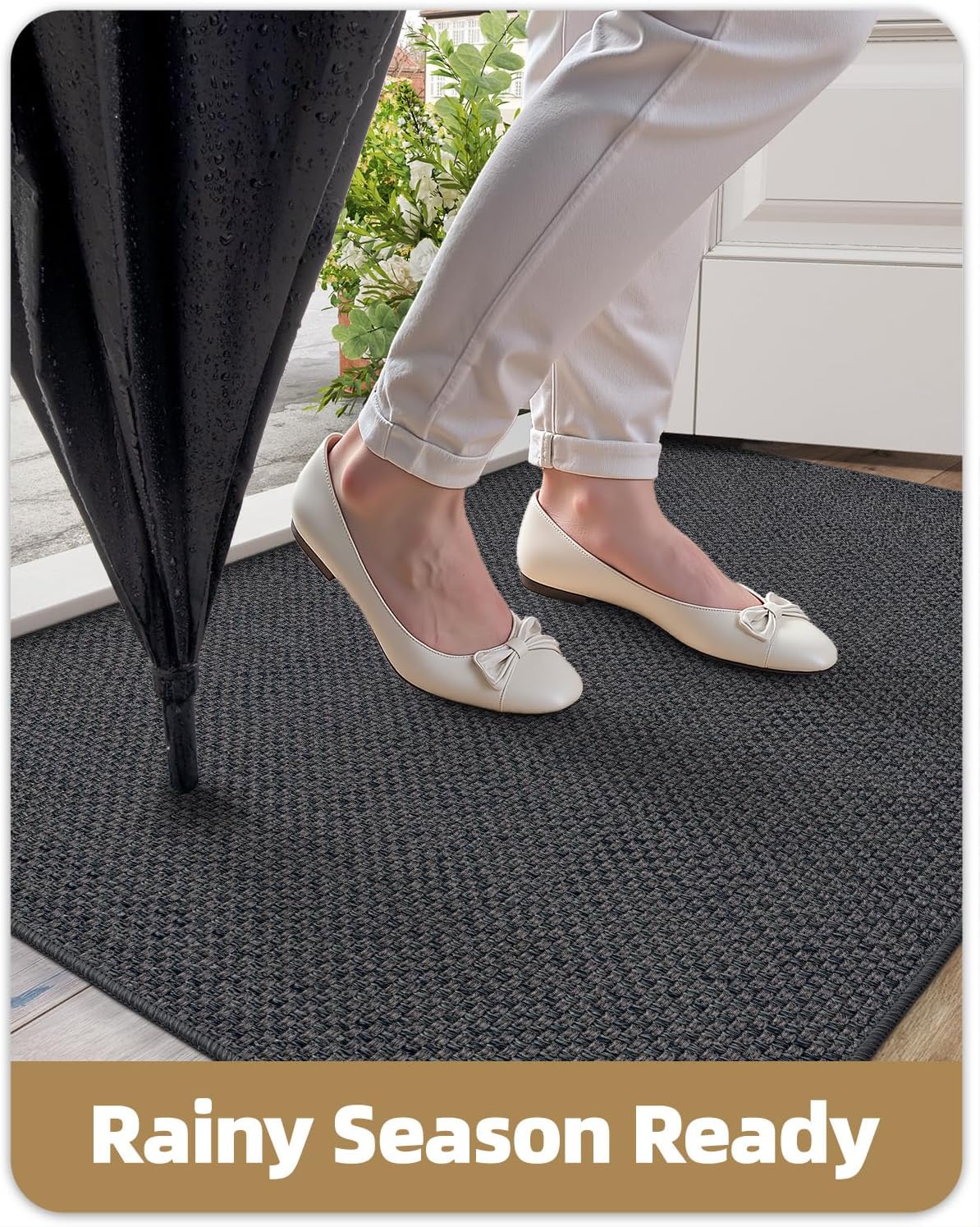 Color&Geometry Front Door Mat Indoor 21"x31", Rugs for Entryway, Non Slip Washable Absorbent Low-Profile Inside, Entry Rug Door Mat Indoor Entrance, Grey (Fold)