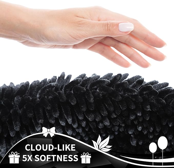 Yimobra Long Bathroom Rugs Runner 70x24 Inch, Extra Thick Soft Absorbent Chenille Bath Mat, Non Slip Machine Washable, Quick Dry Bath Rugs for Bathroom Floor, Tub and Shower, Black