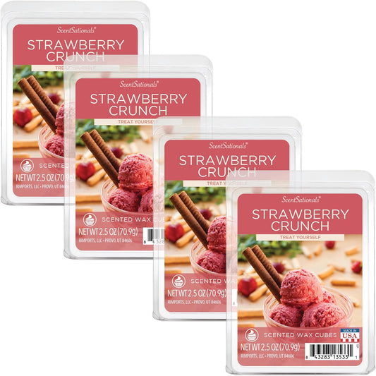Scentsationals Wax Melts, Wax Cubes Strong Scent - Strawberry Crunch - Long Lasting Scented Wax Melts for Warmer, 10oz (24-Cubes)