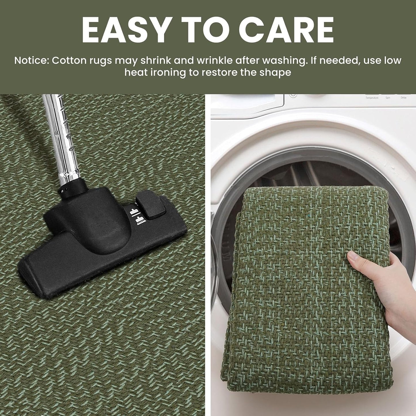 IOHOUZE Small Area Rug 2x3 Washable Woven Rugs for Entryway Non Slip Rubber Backed Front Door Rugs Indoor Doormat Throw Rug Floor Carpet for Entrance Kitchen, Olive Green/Dusty Green