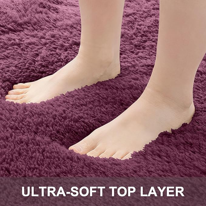 OLANLY 8x10 Machine Washable Large Area Rugs for Living Room, Bedroom, Soft Fluffy Shaggy Bedside Rug, Indoor Floor Carpet for Kids Girls and Boys, Dorms, Nursery, Home Decor Aesthetic, Burgundy
