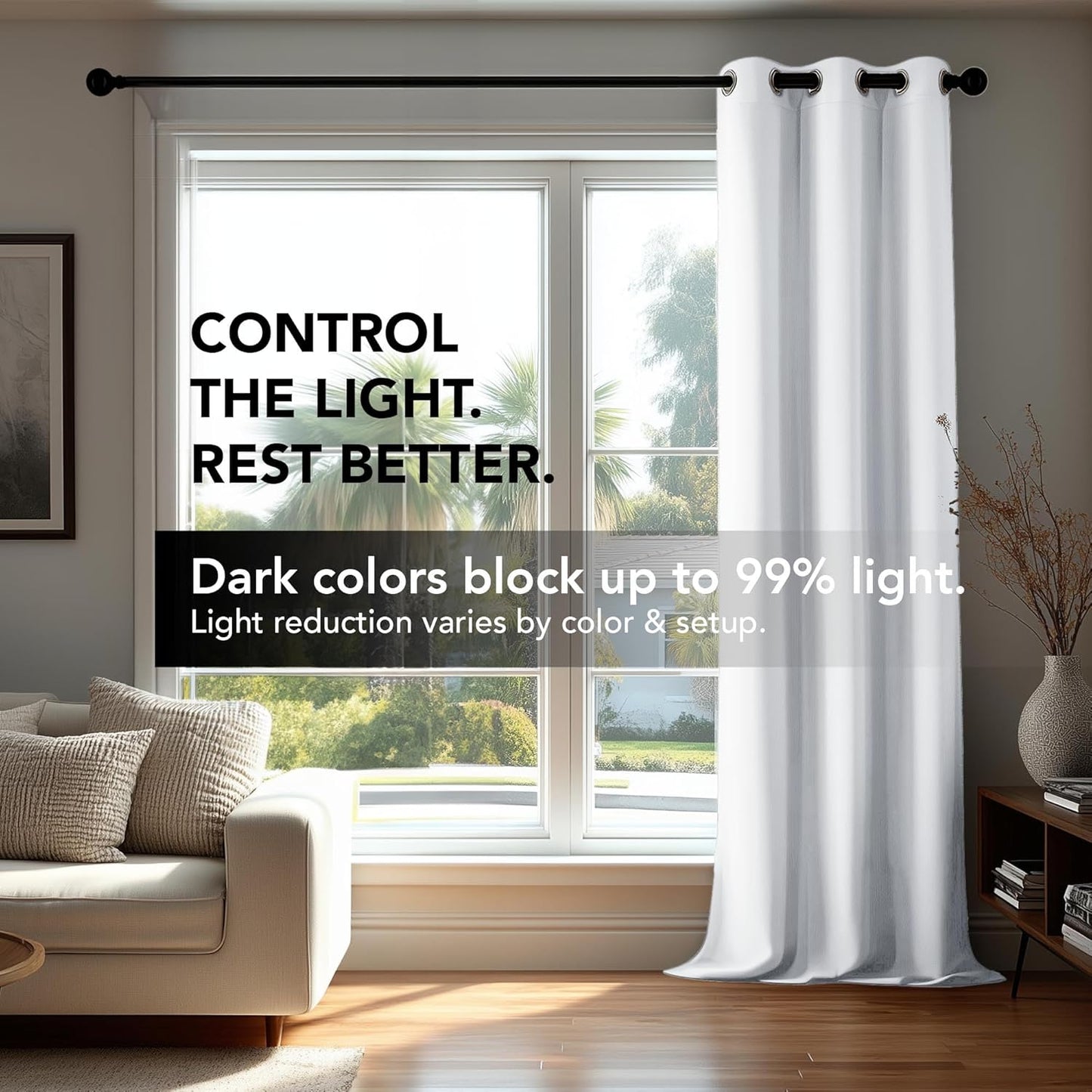 Deconovo Blackout Curtains for Bedroom – Set of 2 38W x 54L Inch Thermal Insulated & Noise Reducing Panels–Home Window Room Darkening Sustainable Grommet Drapes for Living Room and Nursery, Snow White