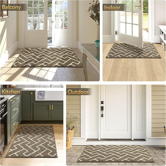 hicorfe Kitchen Rugs and Mats,Kitchen Mats for Floor,47"x71" Non Slip Runner Rug,Absorbent Resist Dirt Comfort Standing Mat Machine Washable for Entryway,Hallway,Front of Sink(Beige)