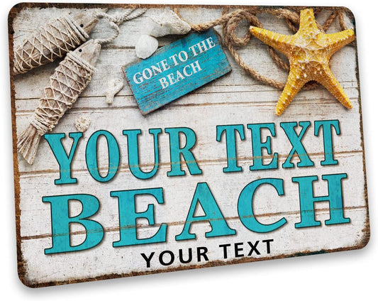Custom Beach Sign Your Text Here Beach House Beachtown Seaside Gone to the Beach Nautical 108122002018