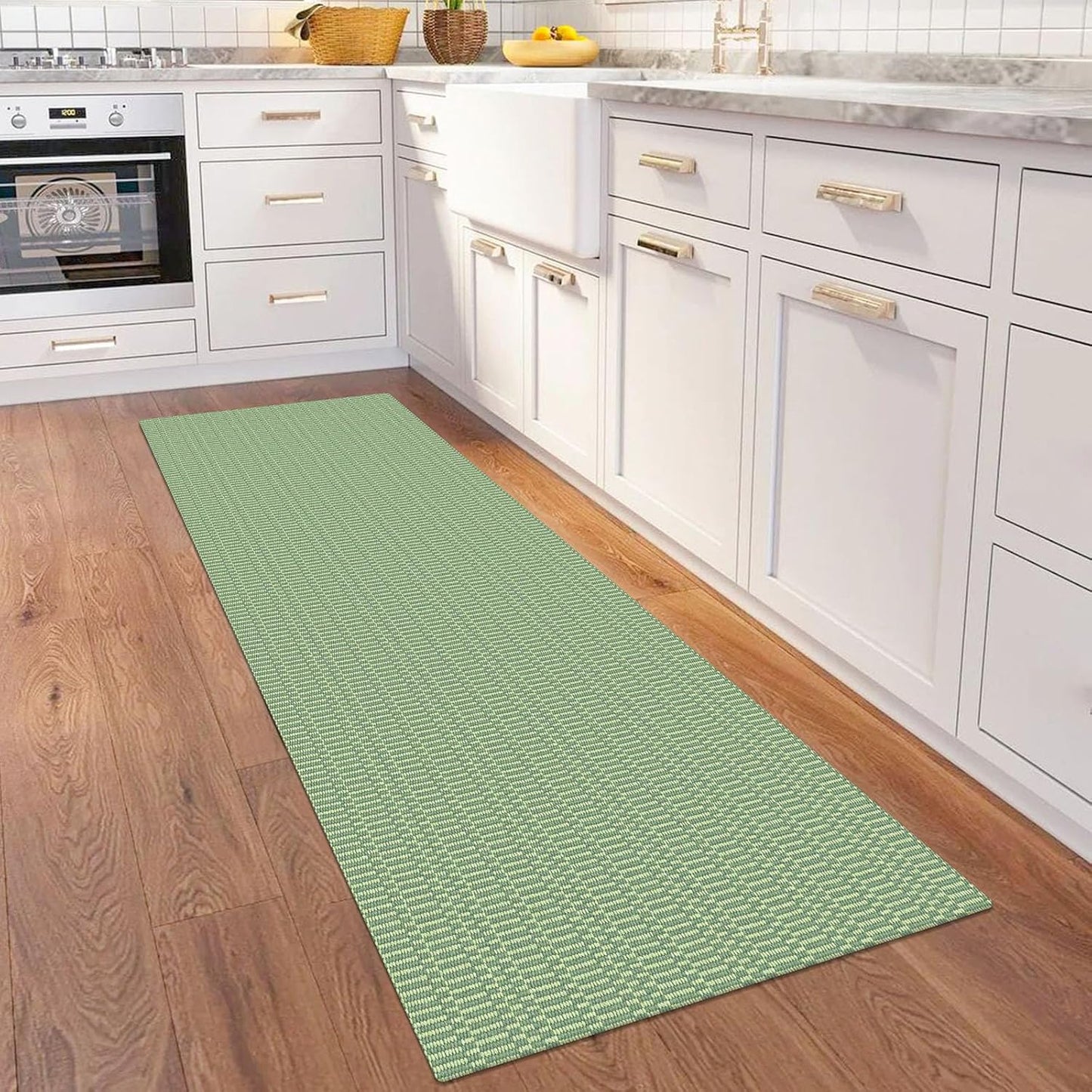 KOZYFLY Washable Runner Rug 2x6 Ft Runners for Hallways Kitchen Runners with Rubber Backing Braided Cotton Entryway Runner Indoor, Carpet for Hallway Kitchen Entryway Bedroom, Sage Green