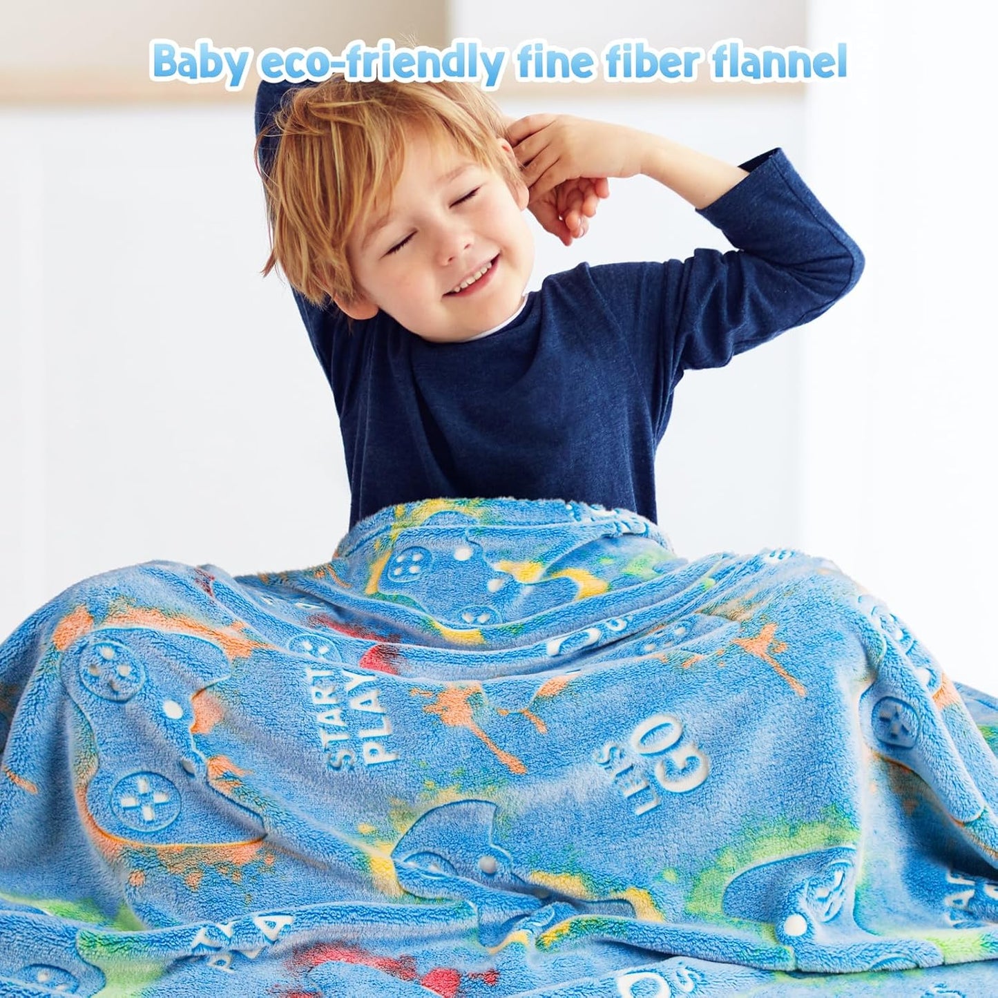 Jekeno Gaming Gamer Gifts Toys for Kids Boys Glow in The Dark Blanket Video Game Controller Gamepad Throw for Teen Girls Toddlers Teenage Son Boyfriend Adults Birthday 50"x60"