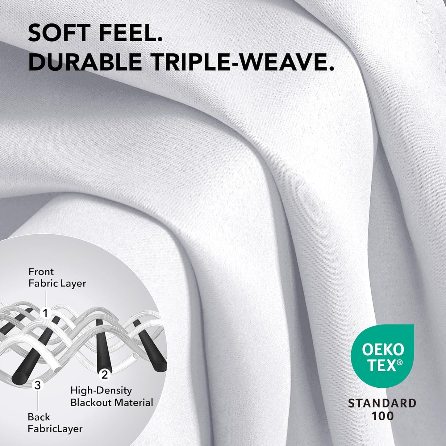 Deconovo Blackout Curtains for Bedroom – Set of 2 52W x 54L Inch Thermal Insulated & Noise Reducing Panels–Home Window Room Darkening Sustainable Grommet Drapes for Living Room and Nursery, Star White