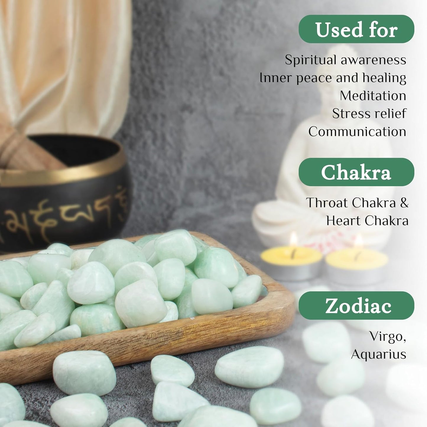 Crocon 1LB Amazonite Tumbled Stones and Crystals bulk 2000+ Carats Natural Crystal Kit for Reiki Healing Crystal Polished, Tumble Stones, Chakra Balancing, Reiki Gift, Home Decor Size : 20-25 mm