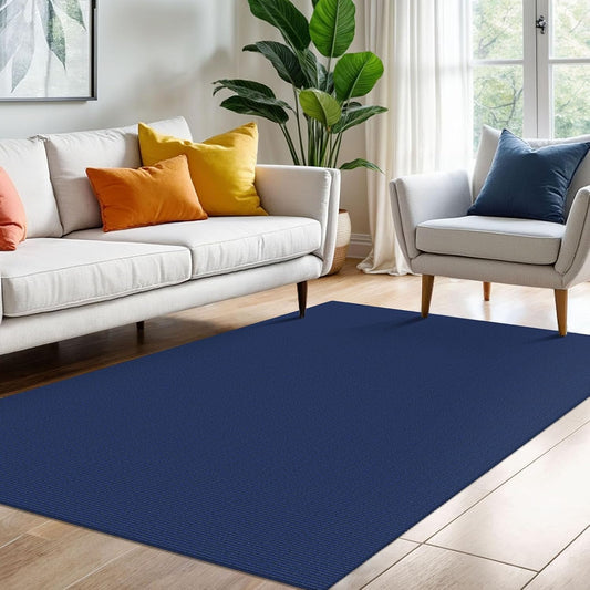 KOZYFLY Washable Area Rug 4x6 Ft Rubber Backed Rugs for Entryway Bedroom Throw Rugs Boho Entry Rug, Cotton Braided Floor Carpet for Dining Room Living Room, Royal Blue