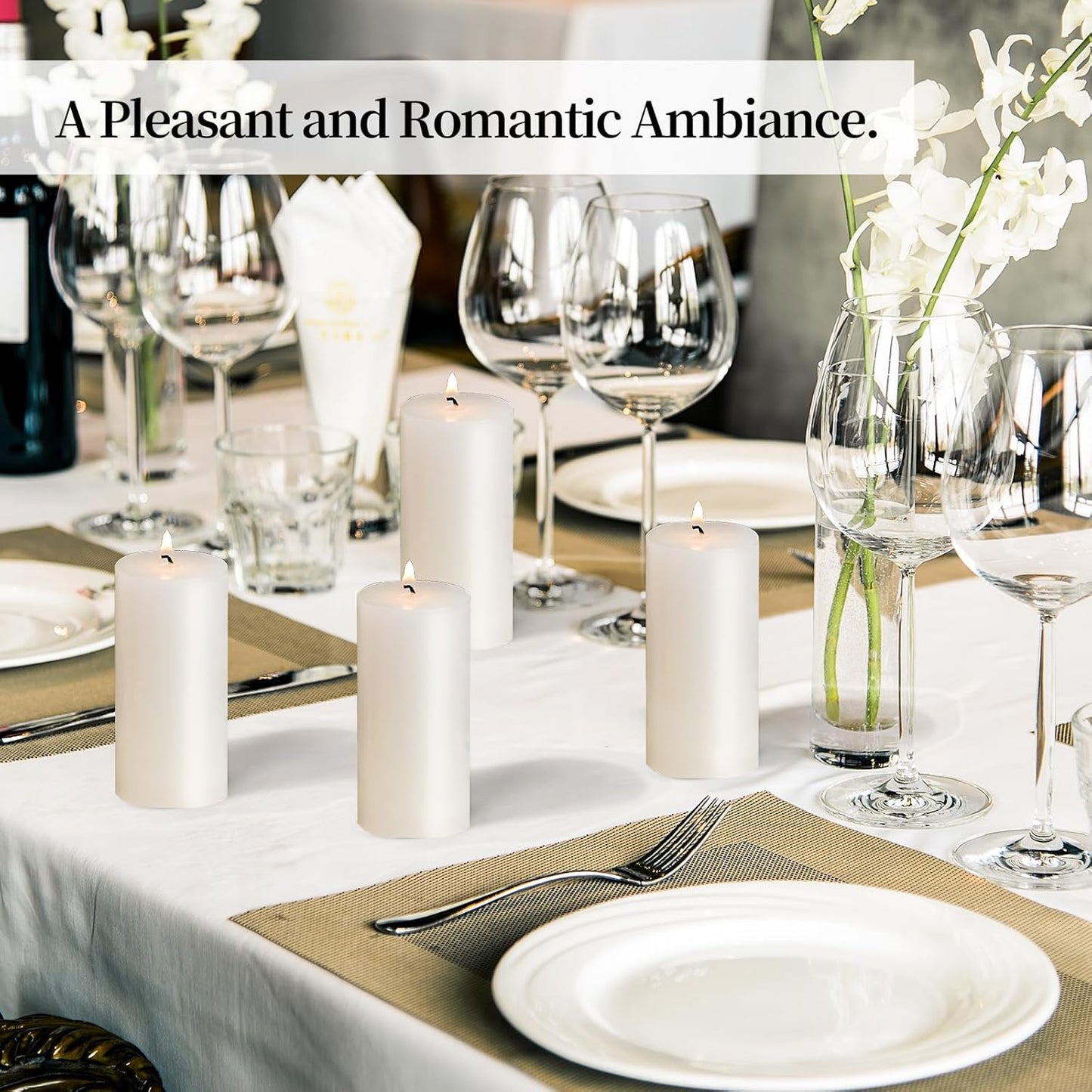 KONNI White Pillar Candles Set of 10, 2"x 4" Unscented Pillar Candles Bulk, 20 Hours Long Burning Candles, Smokeless&Dripless Large Round Candle for Wedding, Home Decoration, Parties, Spas, Dinner