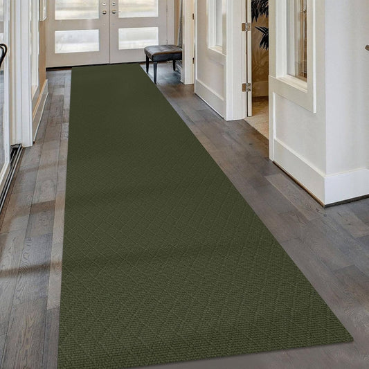 KOZYFLY Runner Rug 3x16 Ft Washable Runners for Hallways Non Slip Rubber Backed Kitchen Runners, Extra Long Entryway Runner Indoor, Floor Carpet for Hallway Kitchen Entryway, Dark Green