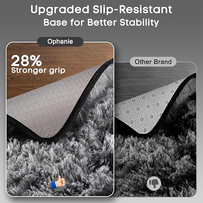 Ophanie Tie-Dyed Black&Grey Area Rugs for Bedroom Living Room, Fluffy Shag Fuzzy Carpet, Plush Shaggy Rug, 4x6 Indoor Carpet for Kids Boys Dorm Home Decor Aesthetic, Nursery