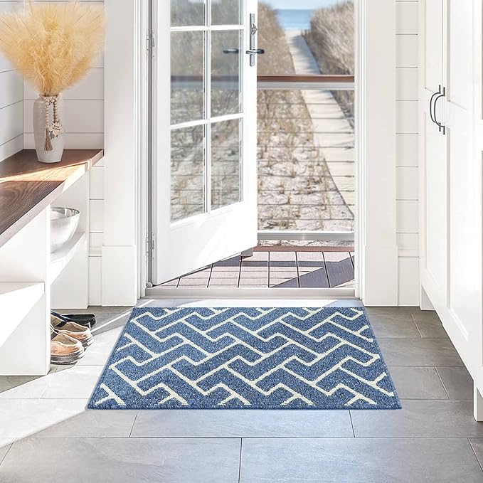 hicorfe Kitchen Rugs and Mats,Kitchen Mats for Floor,20"x31.5" Non Slip Runner Rug,Absorbent Resist Dirt Comfort Standing Mat Machine Washable for Entryway,Hallway,Front of Sink(Navy Blue)