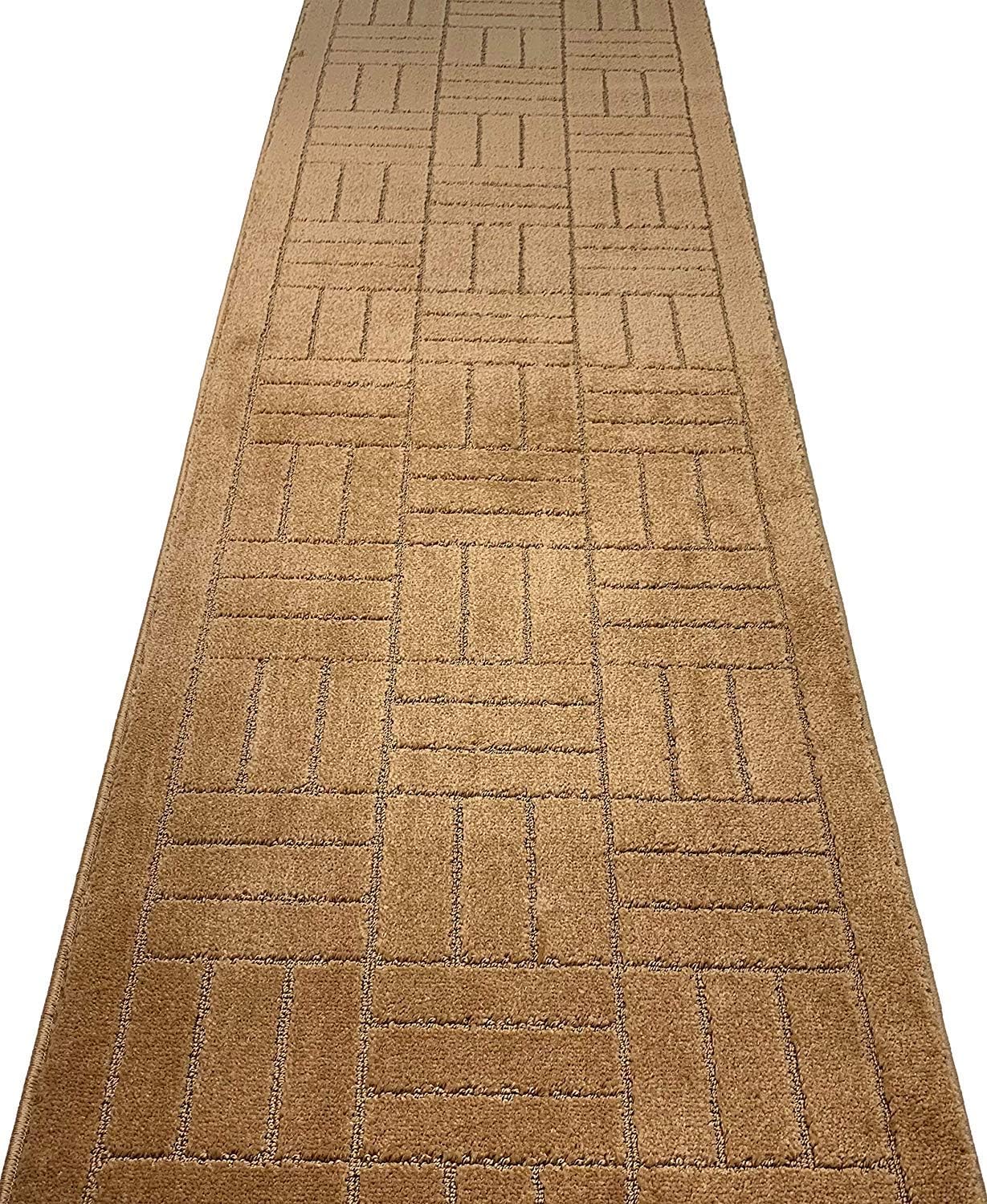 Custom Length Hallway Runner Rug,Slip Resistant,Bricks Beige, 26 Inch X 28 feet, Sold and Priced Per Foot