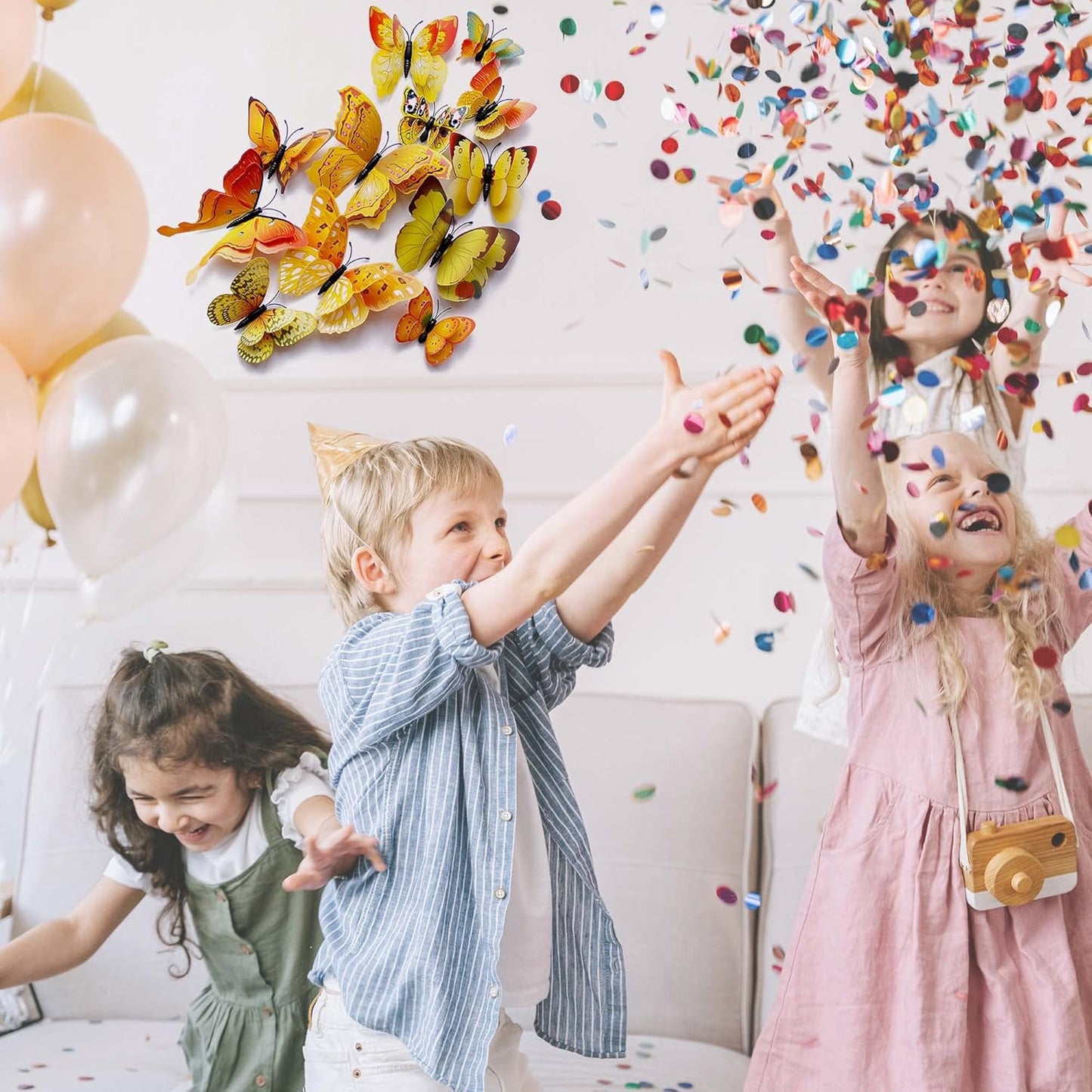 Butterfly Wall Decor 24/48 PCS, 3D Butterflies Stickers for Party Decorations with Magnets (Gold, 48)