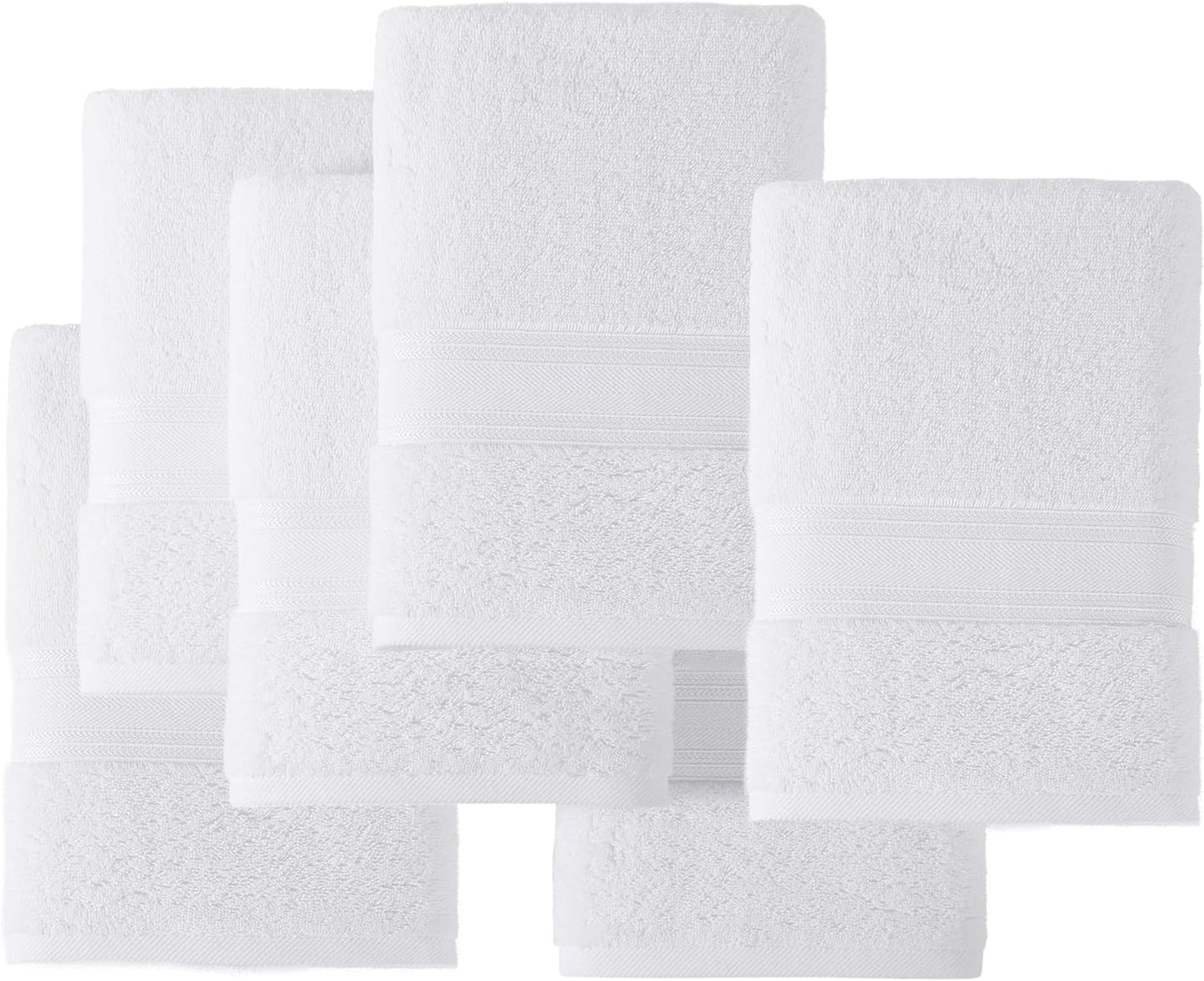 LANE LINEN 100% Cotton White Bath Towels - Quick Dry Absorbent Gym & Bath Towel Set, 6 (24" x 48"), Zero Twist