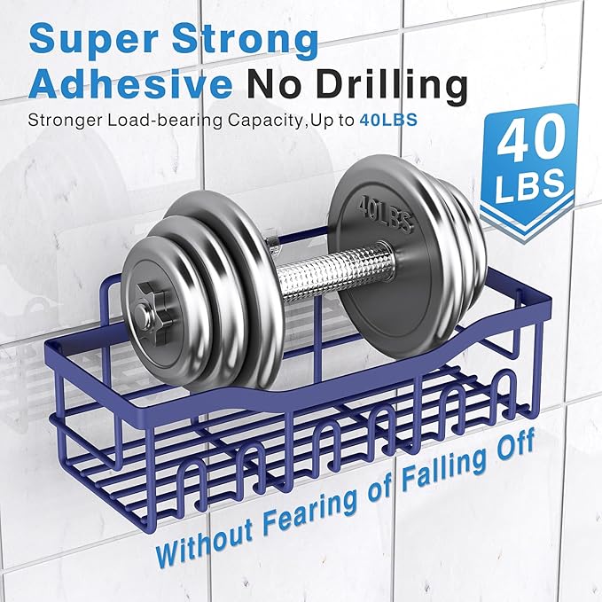 5-Pack Rustproof Stainless Steel Shower Caddy – No Drill Adhesive Bathroom Organizer with Large Capacity, Spacious Shower Shelves for Inside Shower, Kitchen & Home Decor Storage-XL Size