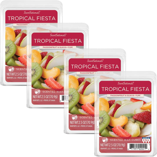 Scentsationals Wax Melts, Wax Cubes Strong Scent - Tropical Fiesta - Long Lasting Scented Melts for Warmer, 10oz (24-Cubes)
