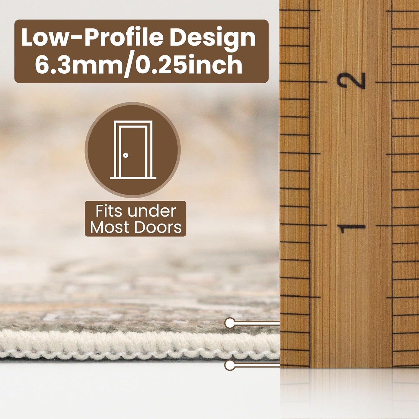 Washable Area Rug 5x8 | Non Slip Area Rug for Living Room, Bedrooms, Dining Room | Ultra-Soft Flannel Carpet Area with Rubber Backing (Light Sage Brown, 5x8)