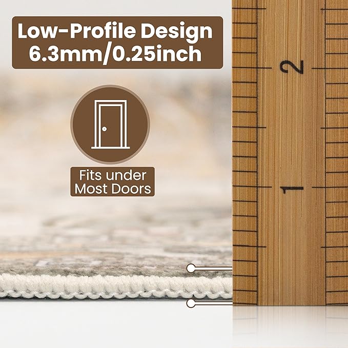 Washable Runner Rug 2x6 | Non Slip Rug Runners for Hallways, Entryways, Kitchens, Bathrooms, Bedrooms | Ultra-Soft Flannel Carpet Runners with Rubber Backing (Light Sage Brown, 2x6)