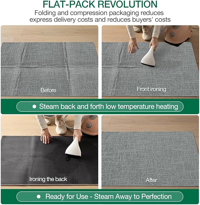 LUMI Ultra Thin Door Mat for Entryway, Low Profile Non Slip Rubber Backing Indoor Doormat, Easy Clean Welcome Entrance Mat for Inside House, Patio, Greenish Grey 20"x32"