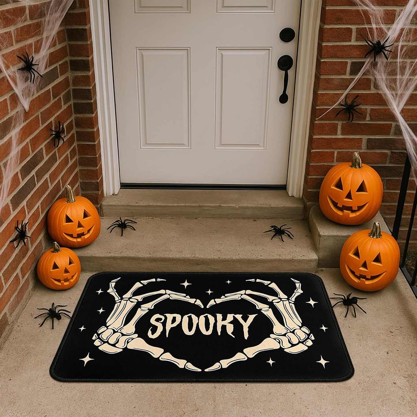 2 Piece Halloween Kitchen Decor Rugs Set,Skeleton Kitchen Rugs and Mats Non Skid Washable Absorbent Kitchen Accessories Decoration Floor Mats 17"x47"+17"x30"