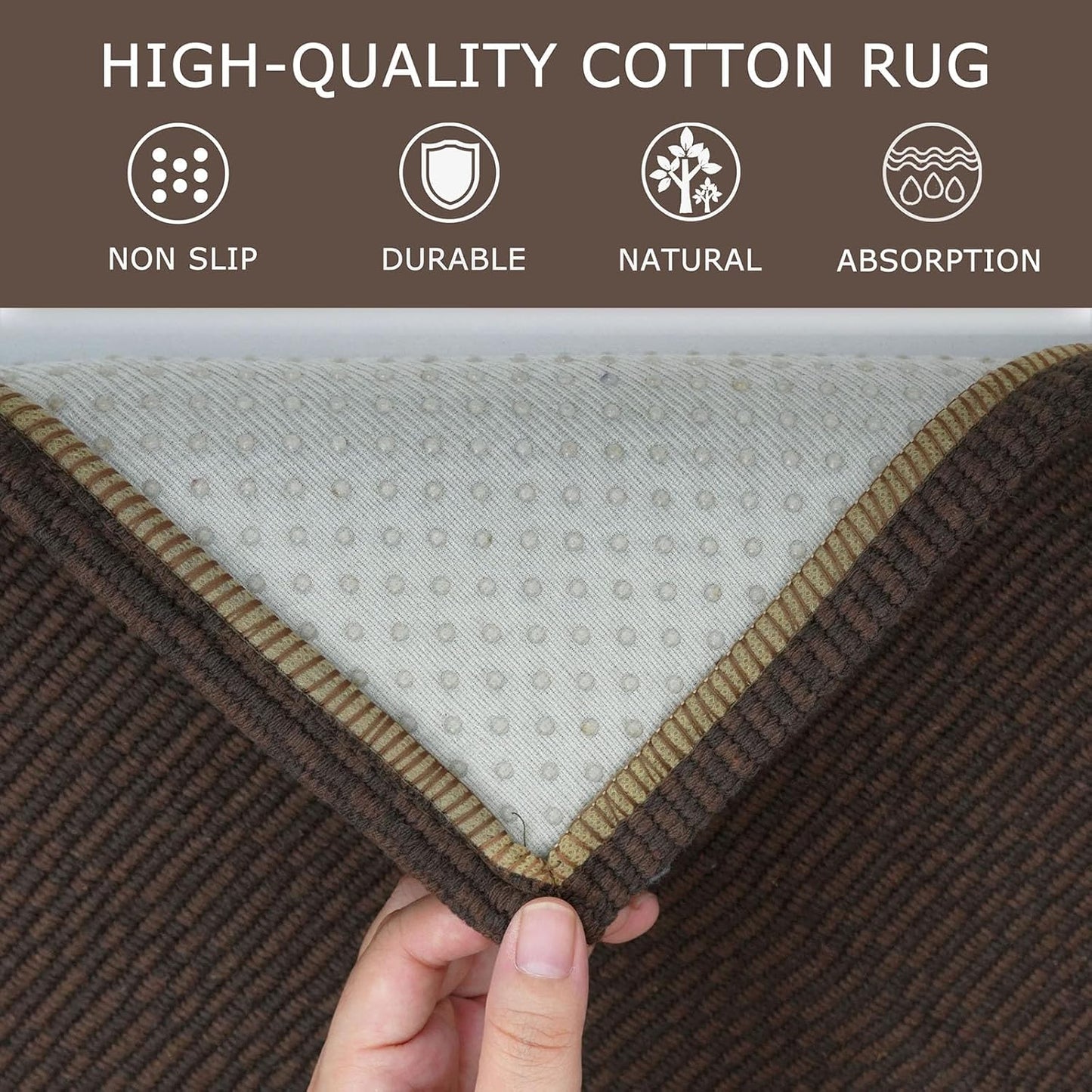 KOZYFLY Washable Runner Rug 2x7 ft Hallway Runner Kitchen Runner Rugs with Rubber Backing Bobo Entryway Runner Indoor, Carpet Runners for Hall Entrance Bedroom, Dark Coffee/Brown