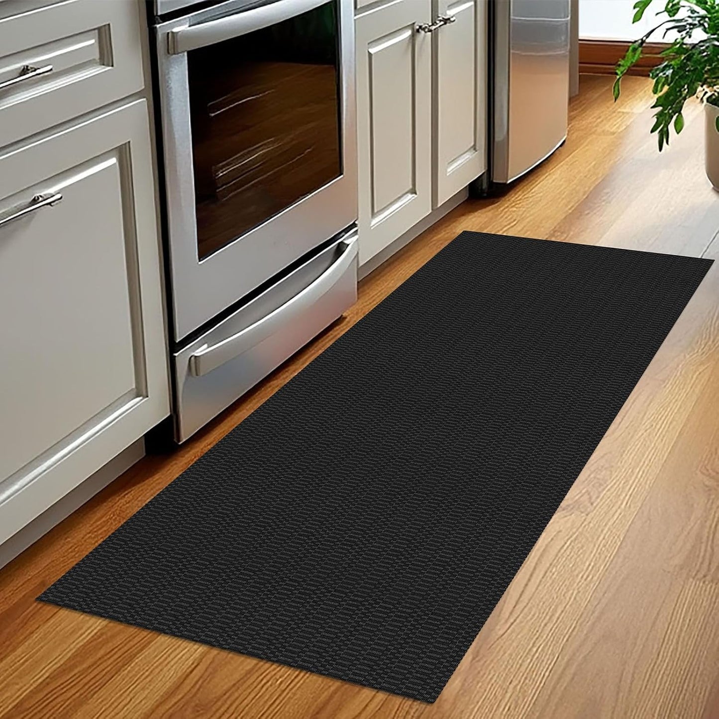 KOZYFLY Washable Runner Rug 2x5 Ft Runners for Hallways Rubber Backed Throw Rug, Braided Cotton Entryway Runner Indoor, Carpet Runners for Hallway Kitchen Entryway Bedroom, Black/Grey