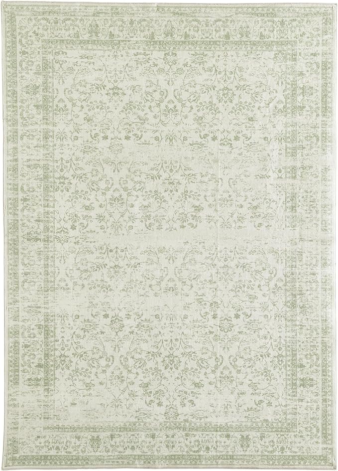 Sage Green Rug for Bedroom,Boho Floral Print Washable Cottage Core 8x10 Area Rugs for Living Room,Light Green