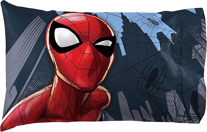 Jay Franco Kids Sheet Set with Fitted, Flat Sheets & Pillow Cover - Ultra-Soft Bedding with Pillowcase for Room Decor, White - Spiderman, 4 Piece Full