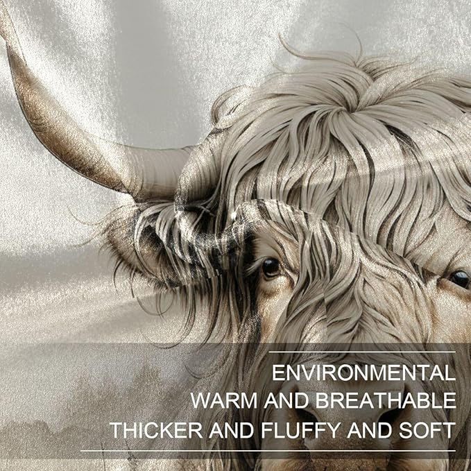 Highland Cow Throw Blanket for Teens Boys Girls and Adults Soft Warm Cozy Funny Midweight Food Flannel Blankets for Couch Sofa Bed Camping Travel Home Decor 50" X 60"