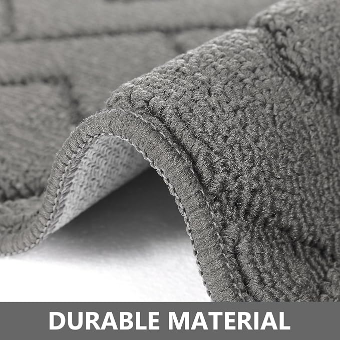 hicorfe Kitchen Rugs and Mats Sets,2 Pieces Super Absorbent Polypropylene Non-Slip Rug,Soft Comfort Floor Mat,Machine Wash for Kitchen,Hallway,Office,Sink,Laundry(20" x 31.5"+20" x 48",Grey)