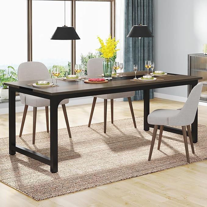 Tribesigns Modern Computer Desk, 70.8 x 31.5 inch Large Office Desk Computer Table Study Writing Desk Workstation for Home Office, Grey/Black