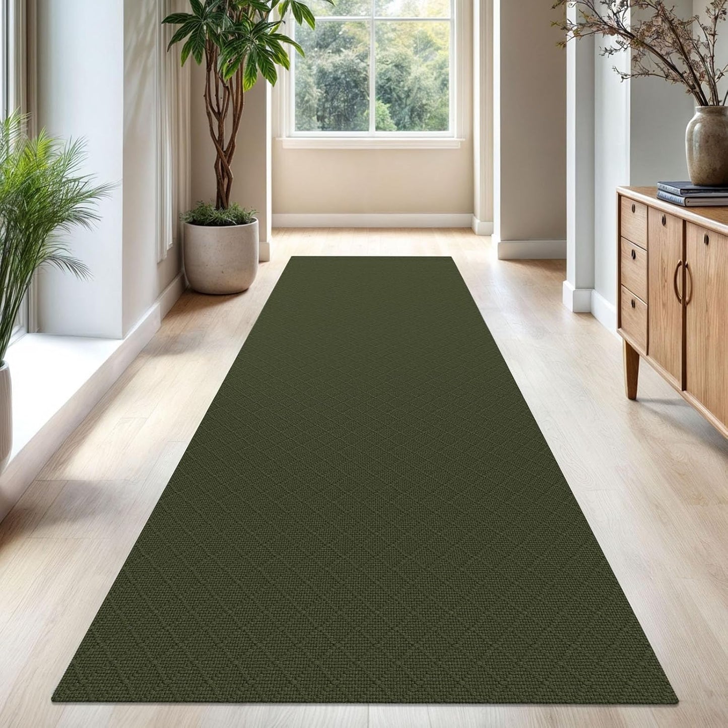 KOZYFLY Runner Rug 3x10 Ft Washable Runners for Hallways Non Slip Rubber Backed Kitchen Runners, Braided Cotton Entryway Runner Indoor, Floor Carpet for Hallway Kitchen Entryway, Dark Green