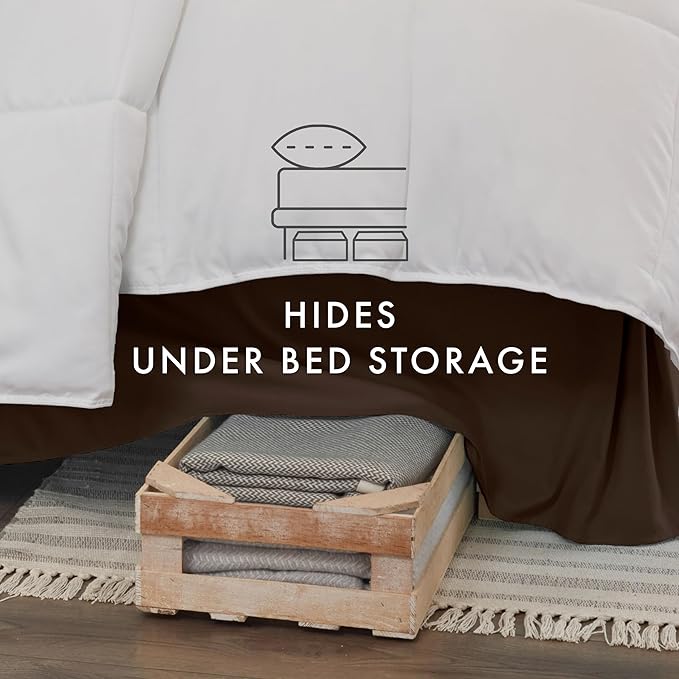 Linen Market Bed Skirt - Ultra Soft Microfiber - Easy Fit with 14 Inch Tailored Drop - Hotel Quality, Shrinkage & Fade Resistant - Bed Cover - Cal King Bed Skirt - Bedroom Décor - (Cal King,Chocolate)