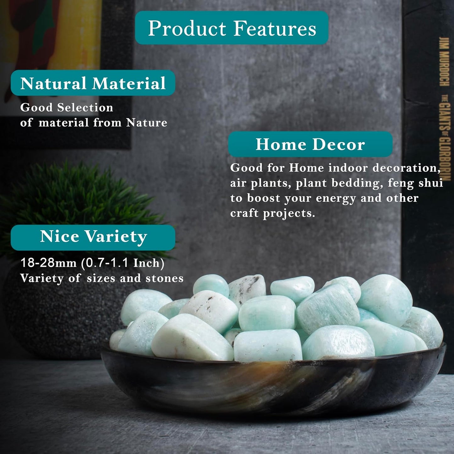 Crocon 1/2LB Blue Aragonite Tumbled Stones and Crystals Bulk Natural Crystal Kit for Reiki Healing Crystal Polished Tumble Chakra Balancing, Good Luck, Reiki Gift, Home Decor Size : 20-25 mm