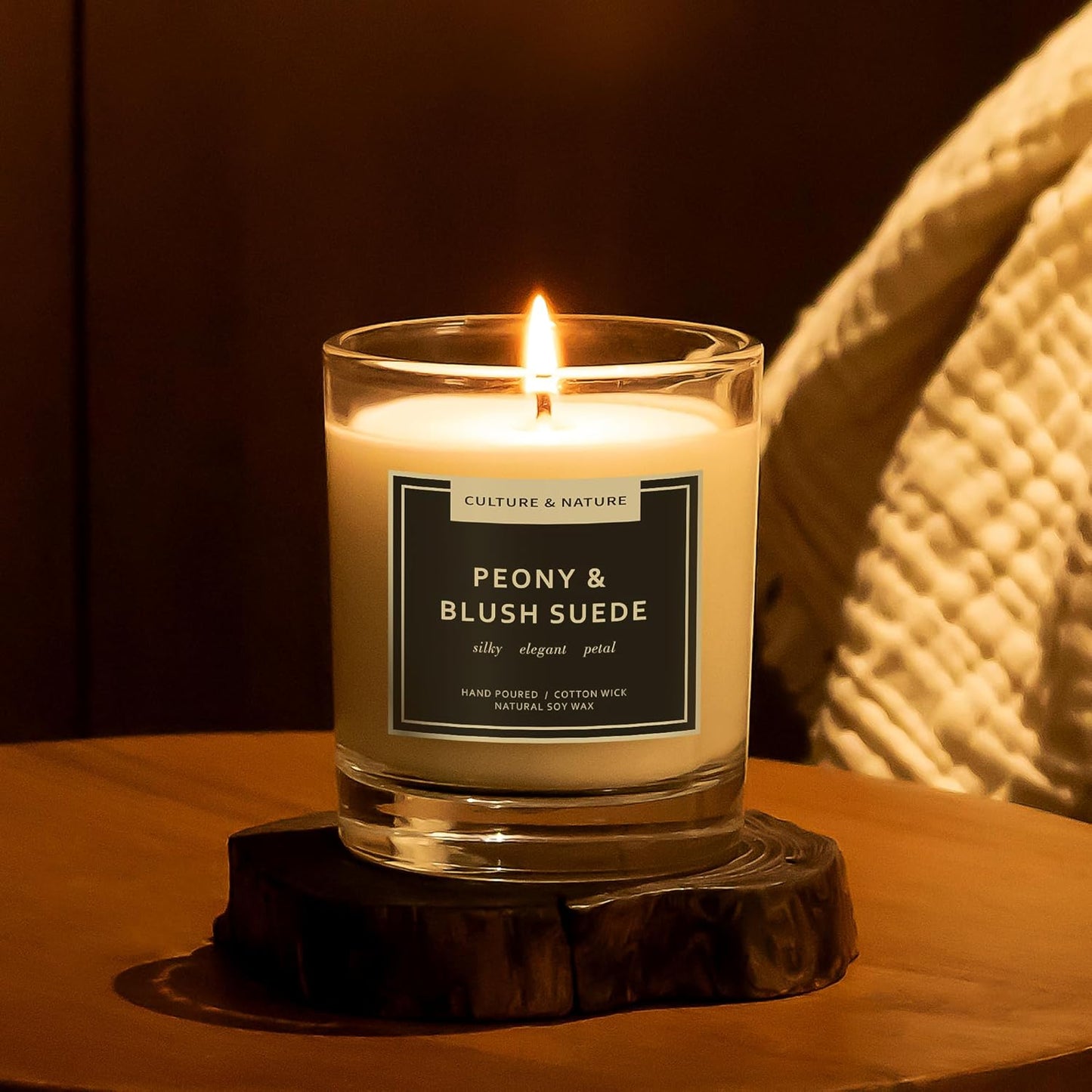 CULTURE & NATURE Natural Soy Wax Candle 7oz (Peony & Blush Suede)