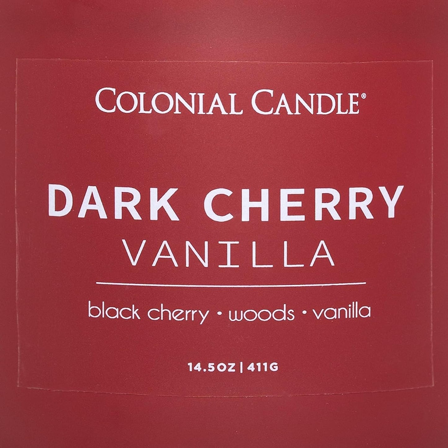 Colonial Candle Dark Cherry Vanilla Scented Jar Candle, Pop of Color Collection, 3 Wick, 14.5 oz - Up to 60 Hours Burn