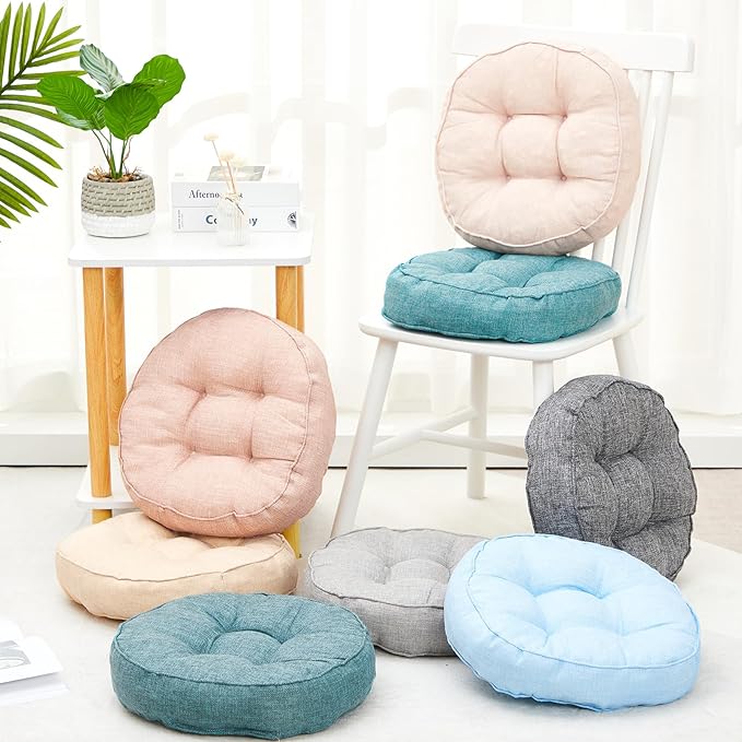 Juexica 8 Pcs Floor Cushions for Kids Floor Pillows Flexible Seating Cushions 3.5'' Thick Flexible Seating Classroom Furniture Meditation Seat Pillows for Home Nursery Yoga Decor(Morandi,Round)