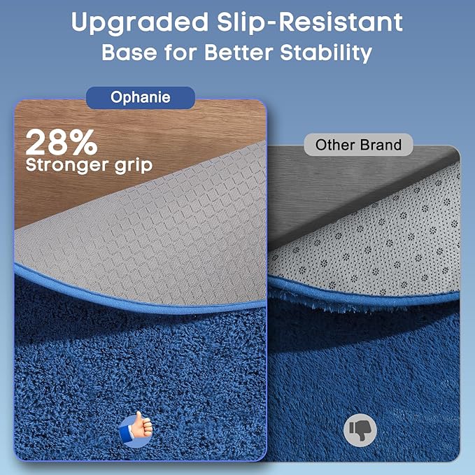 Ophanie Round Rug 8Ft Blue Circle Area Rug, Boys Room Decor, Fluffy Fuzzy Bedroom Carpet, Plush Soft Shaggy Living Room Rugs for Kids Home Decor Aesthetic, Nursery