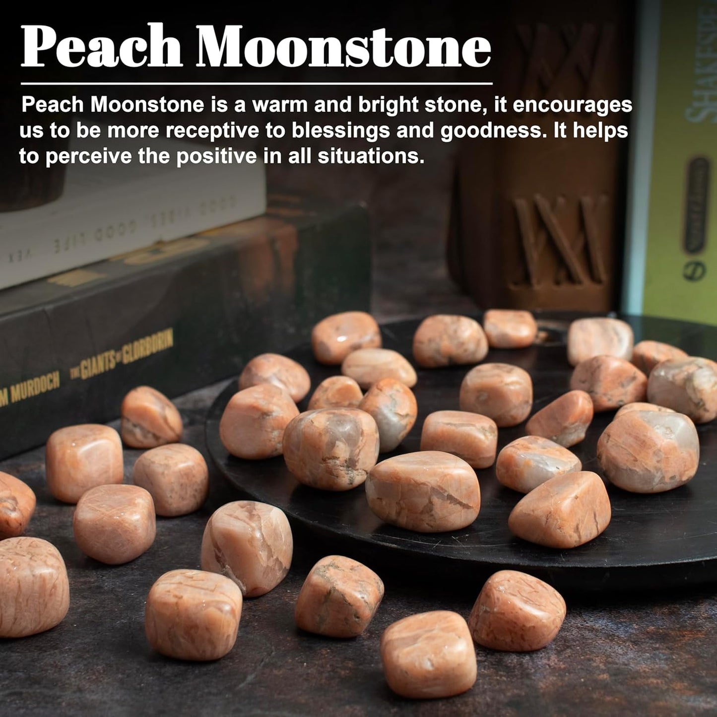Crocon 1LB Peach Moonstone Tumbled Stones and Crystals bulk 2000+ Carats Natural Crystal Kit for Reiki Healing Crystal Polished, Tumble Stones, Chakra Balancing, Reiki Gift Home Decor Size : 20-25 mm