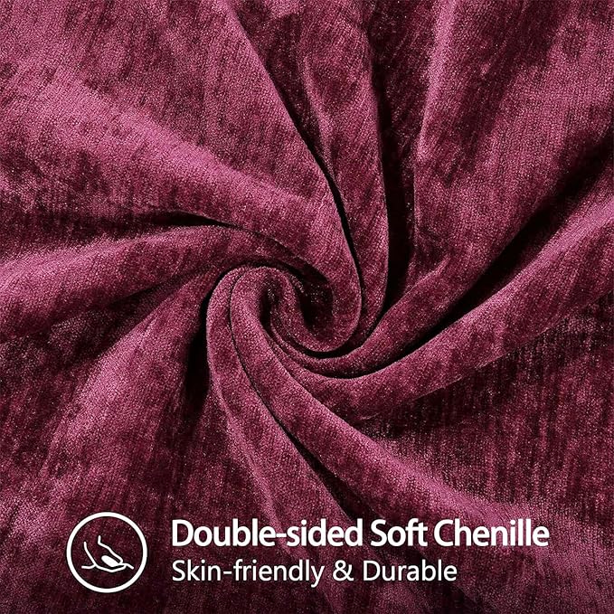 decorUhome Chenille Soft Throw Pillow Covers 20x20 Set of 2, Farmhouse Velvet Neutral Decorative Euro Pillow Covers with Stitched Edge for Couch Sofa Bed Home Decor, Rhododendron