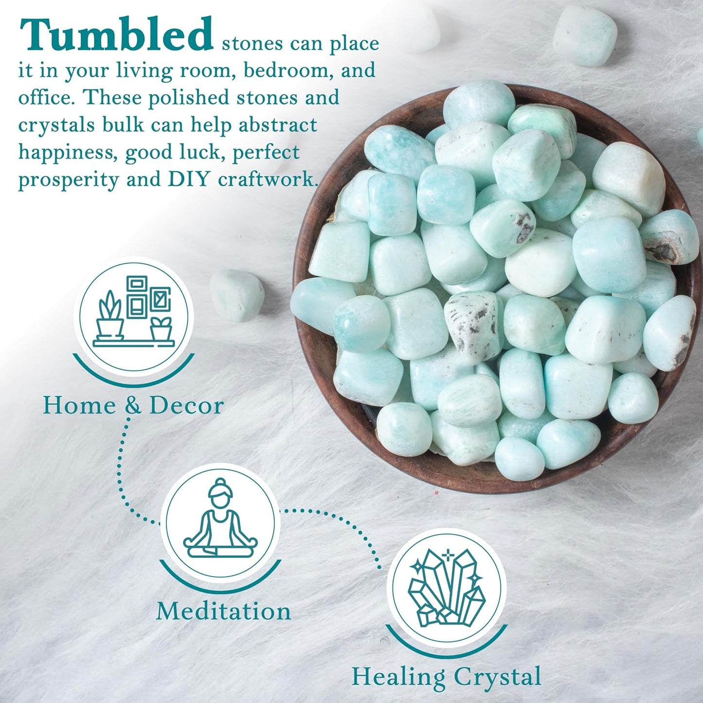 Crocon 1/2LB Blue Aragonite Tumbled Stones and Crystals Bulk Natural Crystal Kit for Reiki Healing Crystal Polished Tumble Chakra Balancing, Good Luck, Reiki Gift, Home Decor Size : 20-25 mm